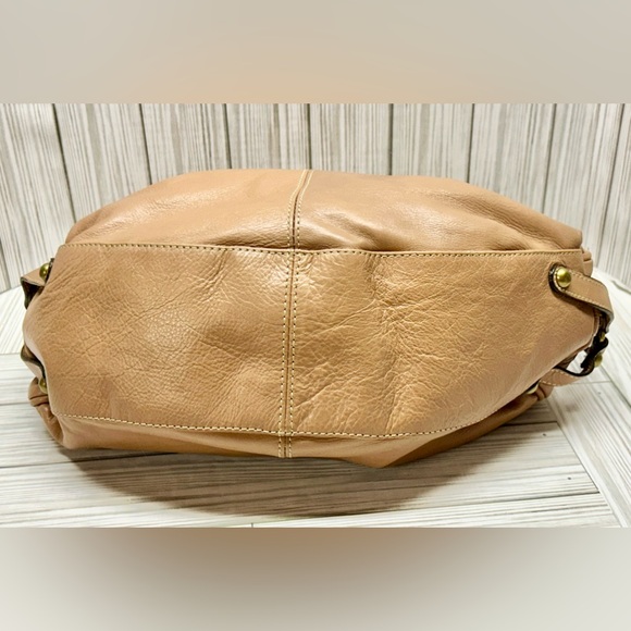 Toscani Italian Leather Handbag Purse Double Handle Pink Tan 14.5" x 17" - Picture 7 of 11